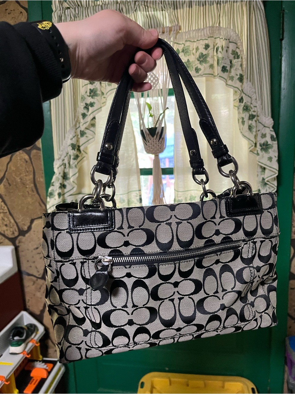 Coach Black and Silver Signature Shoulder Bag - Picture 3 of 3